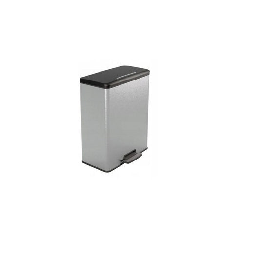 Curver Papelera Deco Rectangle 65L, gris metalizado, para cocina, lavadero, garaje, 486 x 284 x 615 mm, PP 100% reciclado(version antigua)