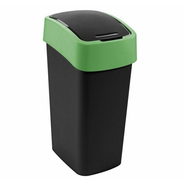Curver Papelera Flip Bin 50l en Negro/Verde, plástico, 35 x 25 x 10 cm