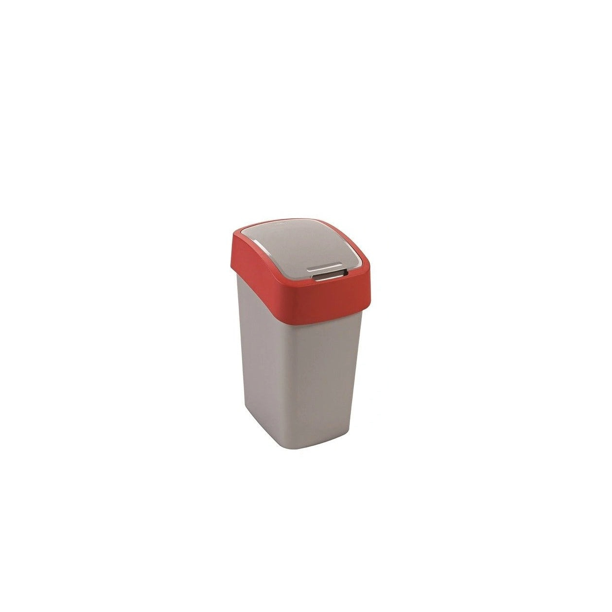 Curver - Papelera Pacific Flip Bin 50L. Cuadrada - Color Gris/Rojo