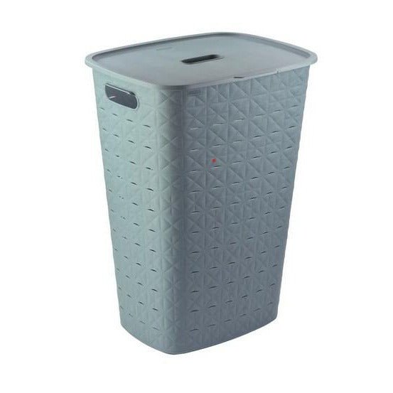 Curver Softex 56L - Cesta de lavandería (56 L, diseño elegante, ligero, apilable y práctico, 70% reciclado, 59 x 43 x 34 cm), color azul - Ferrotecnia