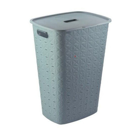 Curver Softex 56L - Cesta de lavandería (56 L, diseño elegante, ligero, apilable y práctico, 70% reciclado, 59 x 43 x 34 cm), color azul - Ferrotecnia