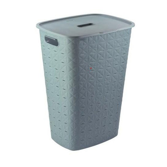 Curver Softex 56L - Cesta de lavandería (56 L, diseño elegante, ligero, apilable y práctico, 70% reciclado, 59 x 43 x 34 cm), color azul
