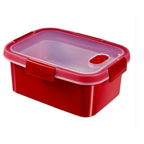 Curver Steamer - Recipiente rectangular para microondas 1,2 L, rojo