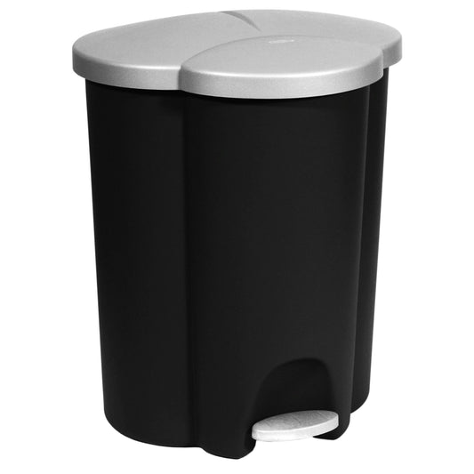 Curver Trio V2 - Cubo de basura con pedal de 40 L, 3 compartimentos, sistema de separación de residuos, cubo interior de plástico con 3 compartimentos