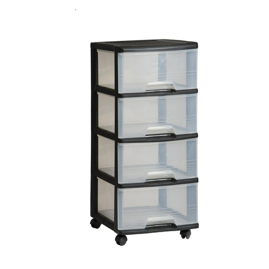 Curver VB 771319 Tray Sistema 4 x 20L + Wheels, plástico, Black, 1.1000000000000001 X 1.1000000000000001 cm