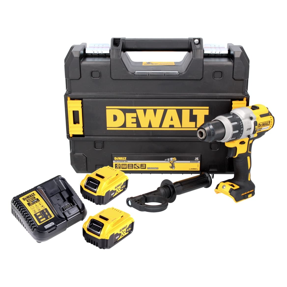 DeWalt DCD996P2-QW - Taladro percutor XR 18V 95 Nm, 3 velocidades, 2 baterías 5,0 Ah y TSTAK
