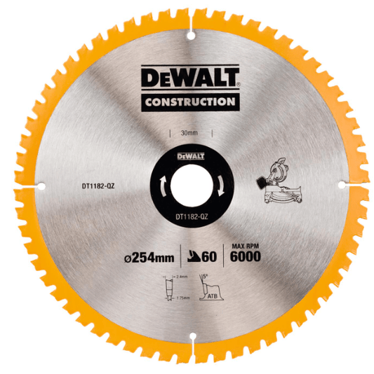 DeWalt - Disco de sierra circular 254 x 30 mm, 60 dientes