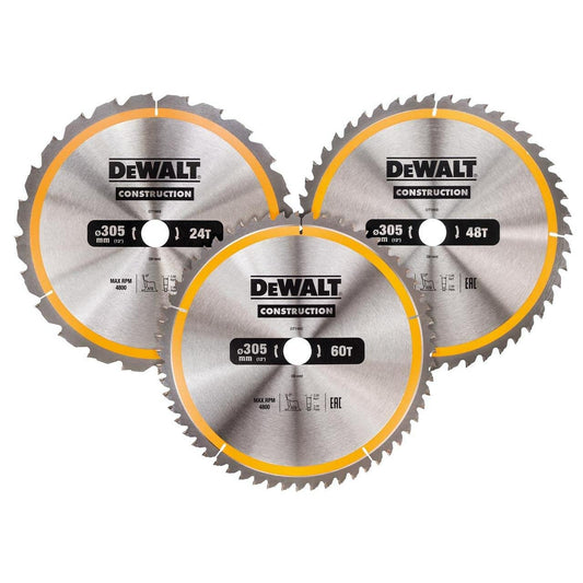 Dewalt DT1126-QZ - Hojas de sierra circular, 3-pack 305 x 30,