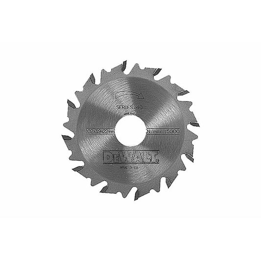 DeWalt DT1306-QZ - Hoja de sierra para ensambladora, diámetro exterior 102 mm, diámetro interior 22 mm, espesor 3,9 mm, numero de dientes 12