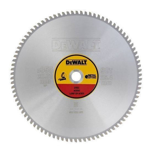 DeWalt DT1927-QZ - Hoja para sierra circular estacionaria, 355 x 25,4 mm, 90D para acero TCG +1, 5º