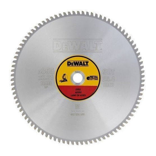 DeWalt DT1927-QZ - Hoja para sierra circular estacionaria, 355 x 25,4 mm, 90D para acero TCG +1, 5º - Ferrotecnia