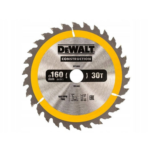 DeWalt DT1933-QZ-Hoja para Sierra Circular portátil para construcción 165x20mm 18D ATB +20º