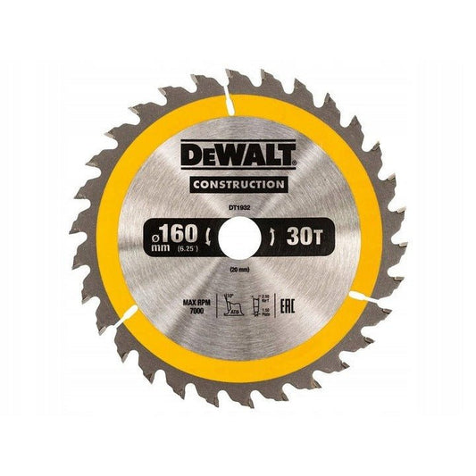DeWalt DT1933-QZ-Hoja para Sierra Circular portátil para construcción 165x20mm 18D ATB +20º - Ferrotecnia