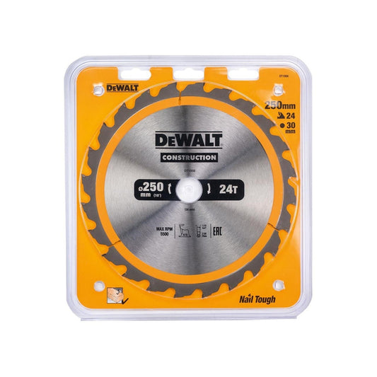 DEWALT - DT1957-QZ -Hoja de sierra circular estacionaria, Disco de corte 40 dientes 250x30mm Resistente a clavos y duradero Construcción especial y uso profesional, talla única