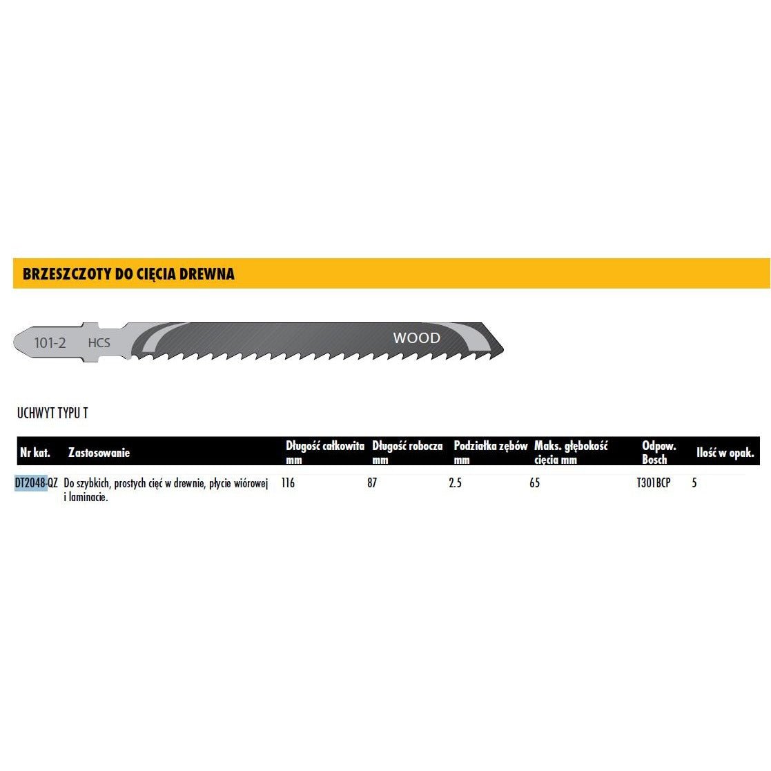 DeWalt DT2048-QZ - Hojas de sierra de calar HCS, 118 mm para corte limpio en madera - Ferrotecnia