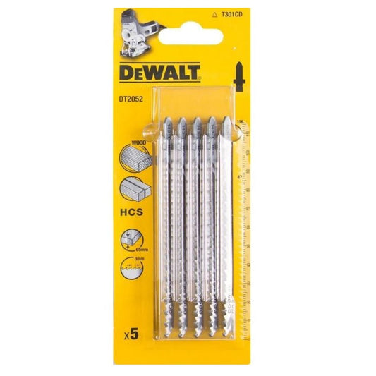 DeWalt DT2052-QZ - Hoja de sierra de calar HCS, longitud: 116mm, paso de diente: 3mm, para cortes limpios y rápidos en madera, aglomerado y fibra de madera de hasta 65mm de espesor