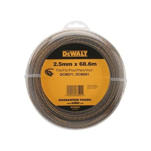Dewalt DT20652-QZ Bobina de Hilo 2,5mm x 68,6m para desbrozadoras DCM571, amarillo
