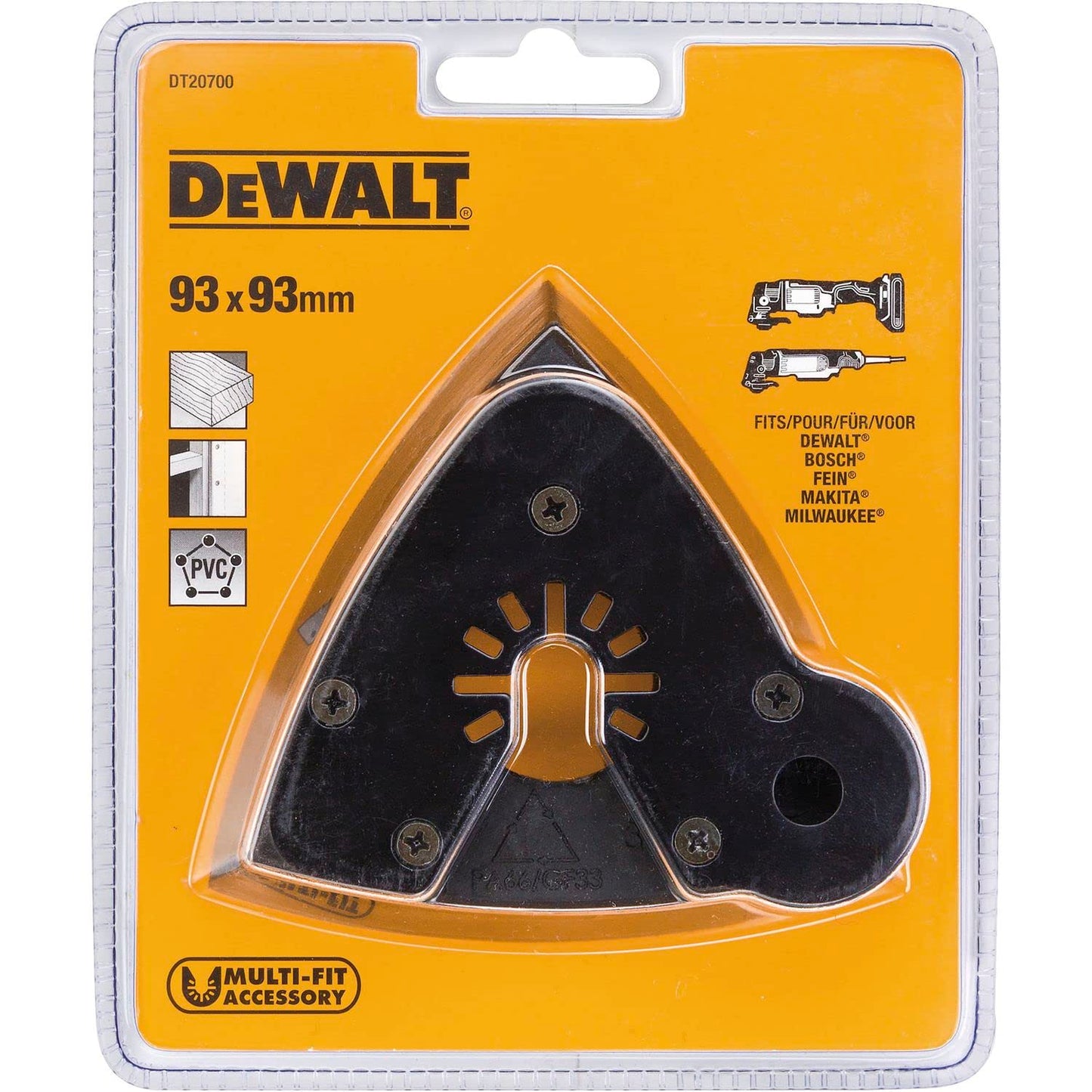 DeWalt DT20700-QZ - Plato de lijado delta con velcro 93 x 93 mm para multiherramienta