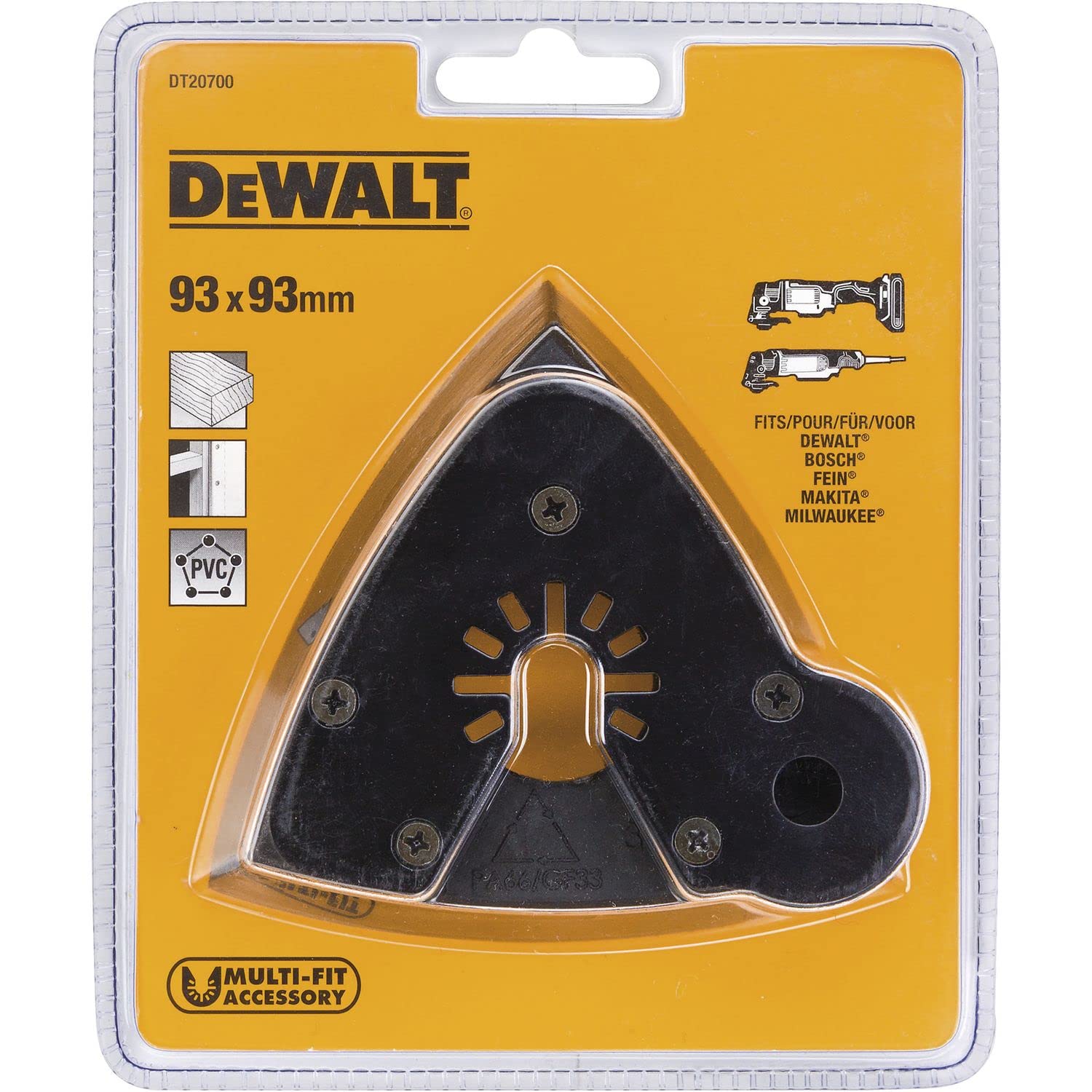 DeWalt DT20700-QZ - Plato de lijado delta con velcro 93 x 93 mm para multiherramienta