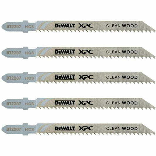 DeWalt DT2207-QZ - Hoja de sierra de calar XPC, longitud: 100mm, paso de diente: 2.5mm, para cortes limpios y sin astillas de laminados y madera hasta 40mm de espesor, Arándano