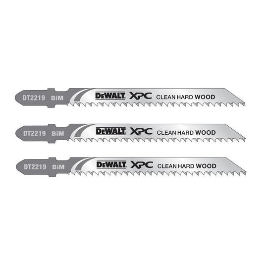 DeWalt DT2219-QZ - Hoja de sierra de calar XPC, long: 100mm, paso de diente: 2.5mm, hoja bi-metal, para cortes limpios y sin astillas de laminados y madera hasta 40mm de espesor, Arándano