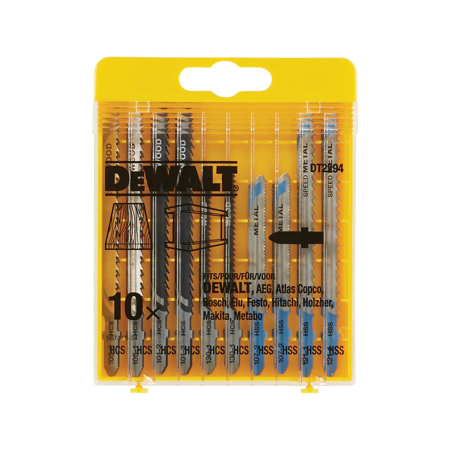 DeWalt DT2294-QZ - Juego de 10 hojas de sierra de calar, 5 para madera y 5 para metal