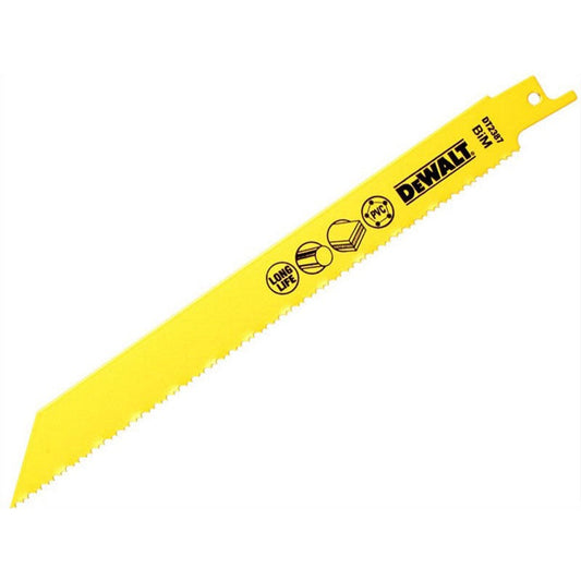 DeWalt DT2387-QZ - Hoja de sierra sable bi-metal, longitud de 203 mm, paso de diente de 1,8-2,5 mm, para plásticos duros y tuberías de 3 a 12 mm de espesor