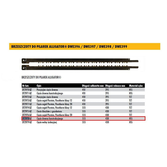 DeWalt DT2978-QZ - Hoja de sierra Alligator HSS de 430mm de longitud para madera dura - Ferrotecnia