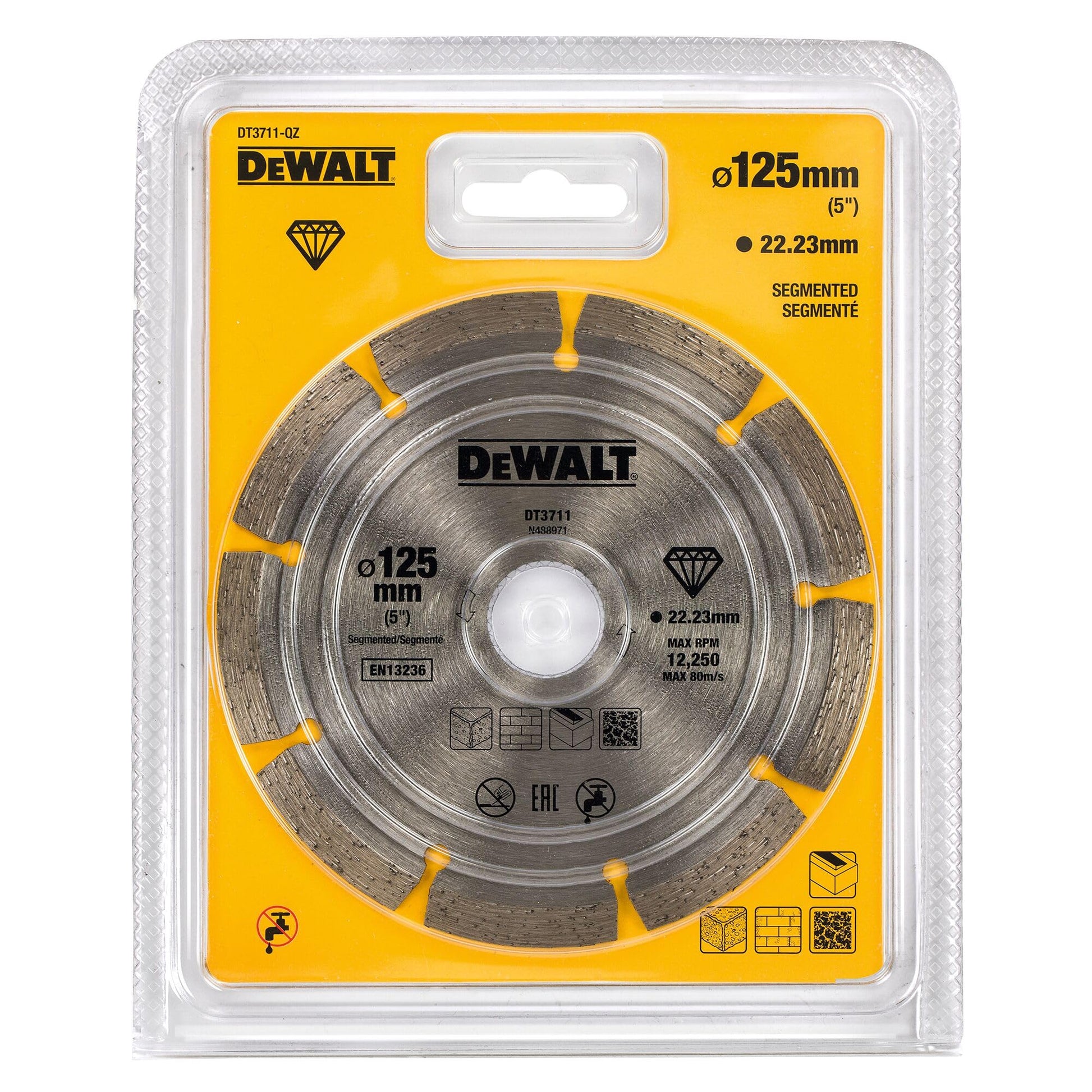 DeWalt DT3711-QZ - Disco de diamante segmentado 125 x 22,2 mm para construcción