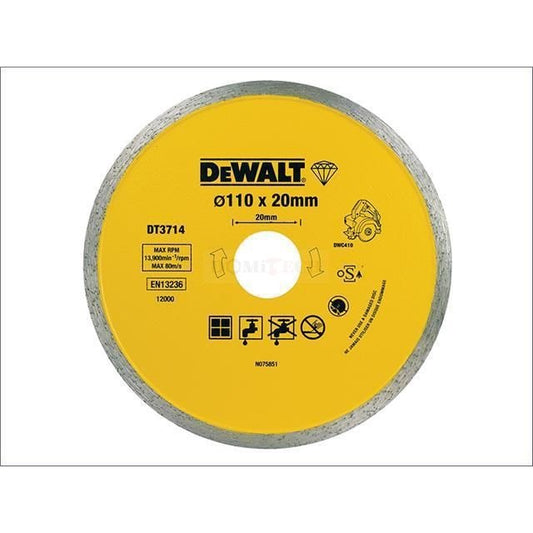 DeWalt DT3714-QZ - Disco de diamante para corte en seco y en húmedo de azulejo de cerámica, 110 x 20 mm