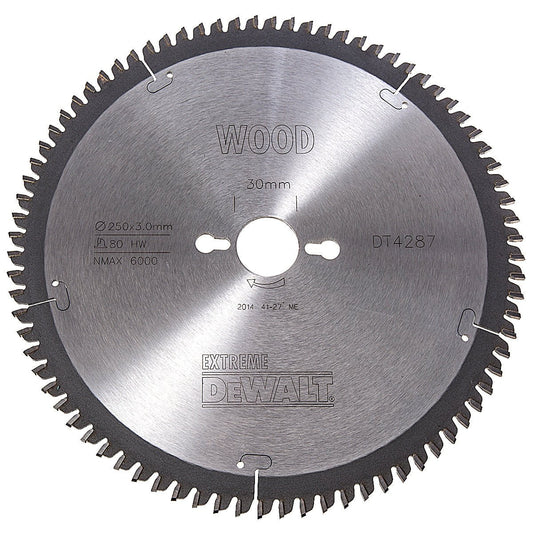 DeWalt DT4217-QZ precisa diseñado Pro Extreme hoja de sierra, 250 mm x perforación de 30 mm x 60 mm dientes, TCG