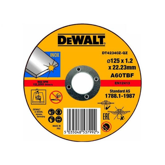 DeWalt DT42340Z-QZ - Disco abrasivo plano para cortar acero inoxidable, 125 x 1 x 22,2 mm