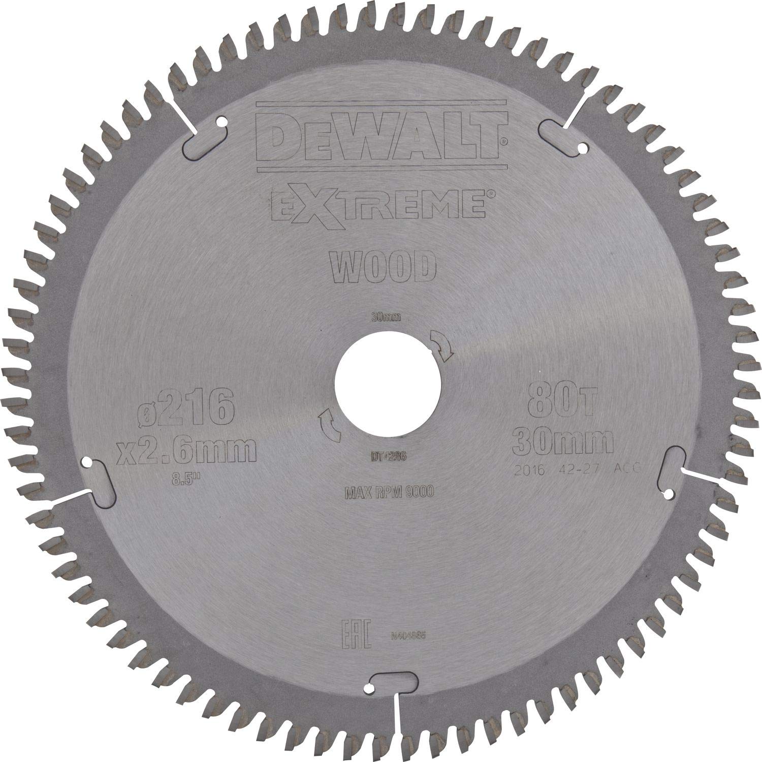 DeWalt DT4286-QZ - Hoja de sierra circular estacionaria 216 x 30 mm 80 dientes TCG -5°