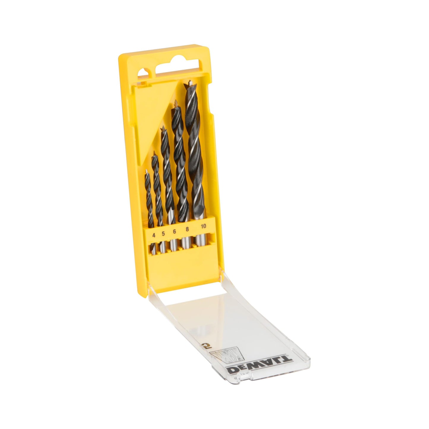 DeWalt DT4535-QZ - Juego de 5 brocas para madera Brad Point 4/5/6/8/10 mm en estuche