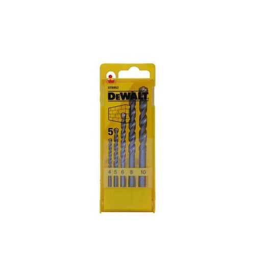 DeWalt DT6952-QZ - Juego de 5 Brocas para Piedra en Cassette de Plástico Diámetro 4, 5, 6, 8, 10 mm, 0 W, 0 V, Acero Inoxidable