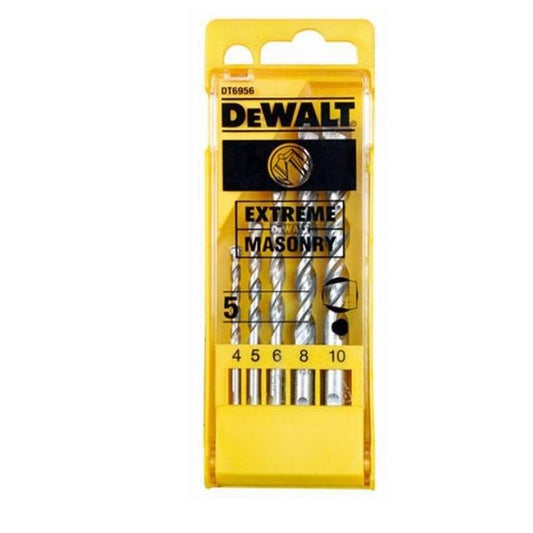 DeWALT DT6956-QZ - Juego de 5 Brocas para Piedra Extreme con Vástago de 3 Caras en Cassette de Plástico Diámetro 4, 5, 6, 8, 10 mm