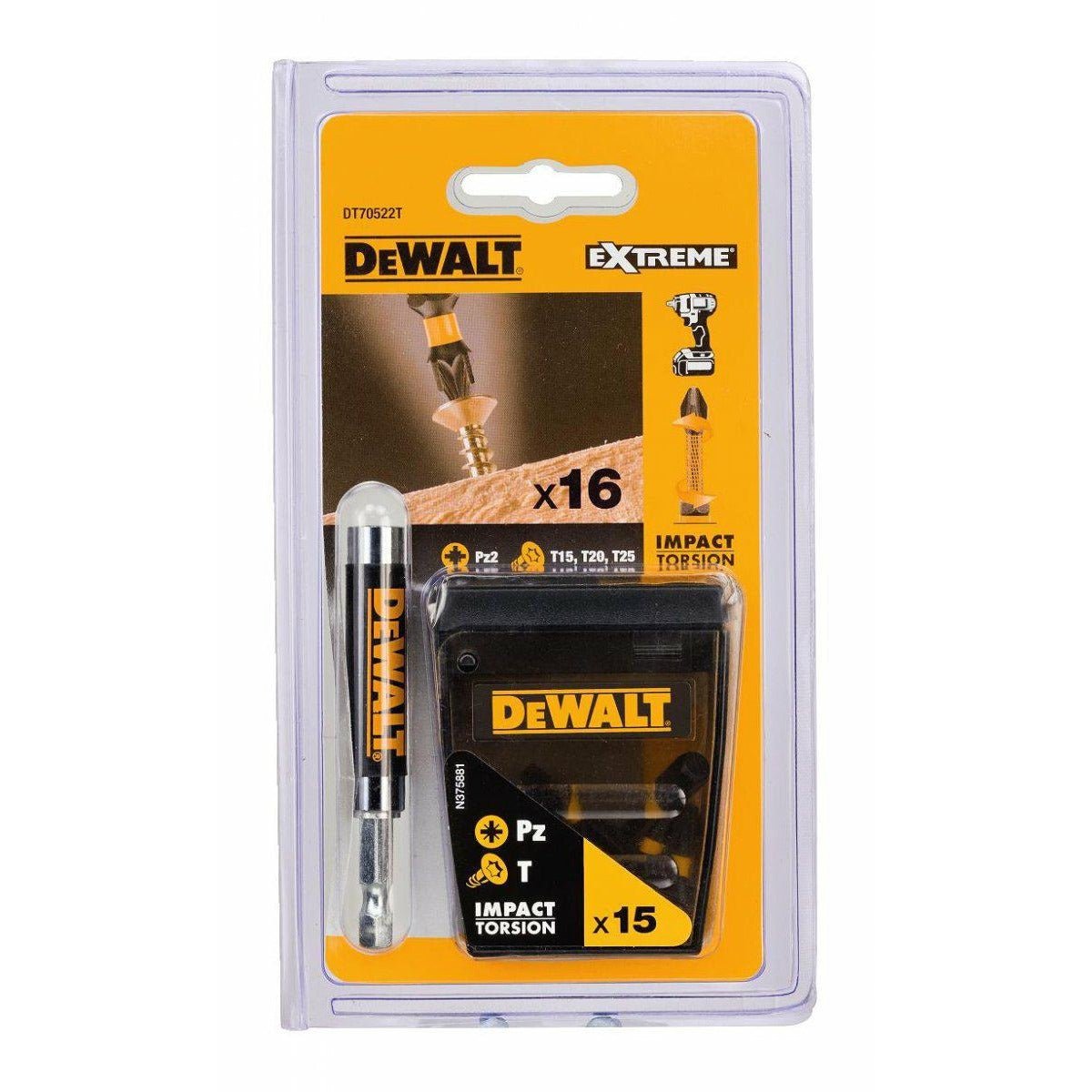 DeWalt DT70522T-QZ Juego de Puntas de Atornillado Impact Torsion (16 Piezas) - Ferrotecnia