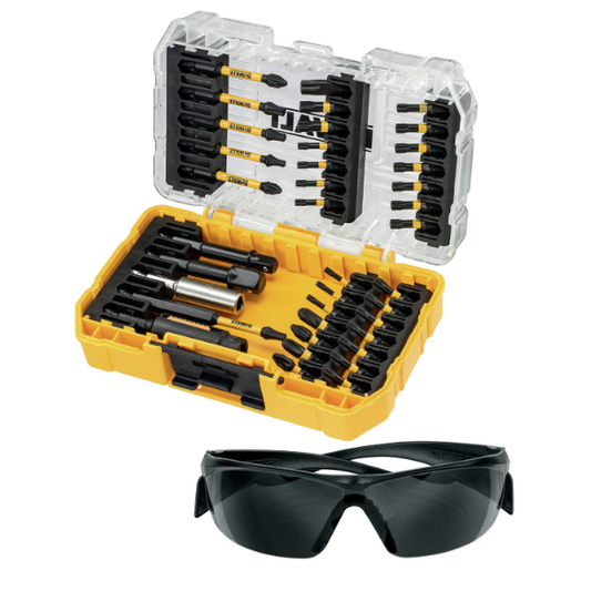 DeWalt DT70733T-QZ - Toughcase: Juego de 38 piezas para taladro - Puntas de atornillador FLEXTORQ - Gafas de seguridad