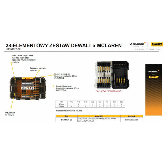 DEWALT DT70902T-QZ McLaren FLEXTORQ Juego de puntas de destornillador, 28 piezas
