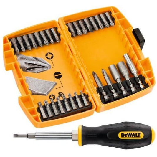 DeWalt DT71506-QZ - Juego de 30 piezas en estuche tipo Tough Case para atornillar.Puntas de atornillar de 25mm, portapuntas magnético, llaves de vaso 8y10mm, puntas de 50mm: Ph2, Pz2 y destornillador.