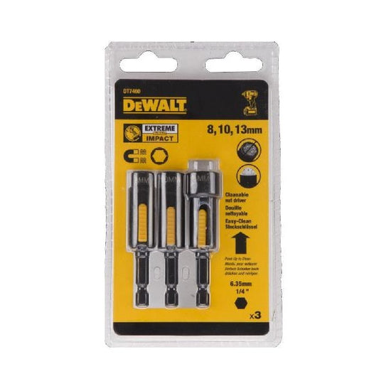 DeWalt DT7460-QZ - Juego de 3 puntas de vaso Extreme Impact autolimpiantes 8, 10 y 13 mm