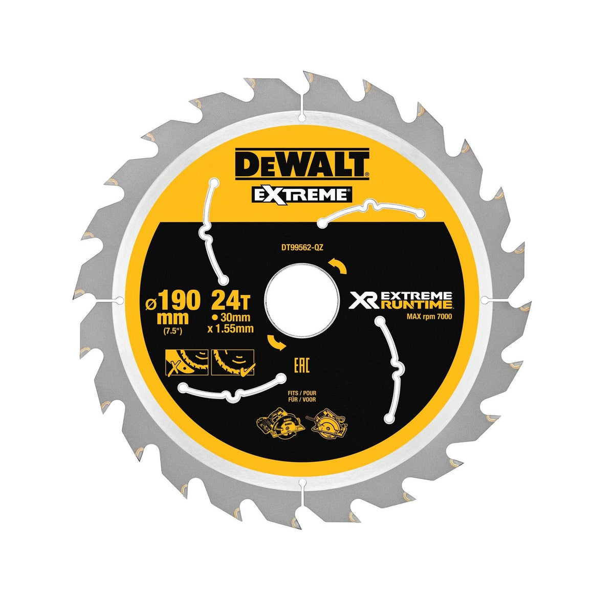 DeWalt DT99562-QZ - Hoja para sierra circular de mano, 190 x 30 mm, 24D 25º