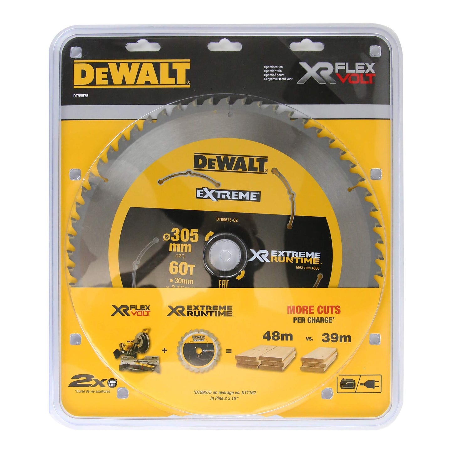 DeWalt DT99575-QZ - Hoja de sierra circular 305/30 mm 60 dientes Extreme Runtime