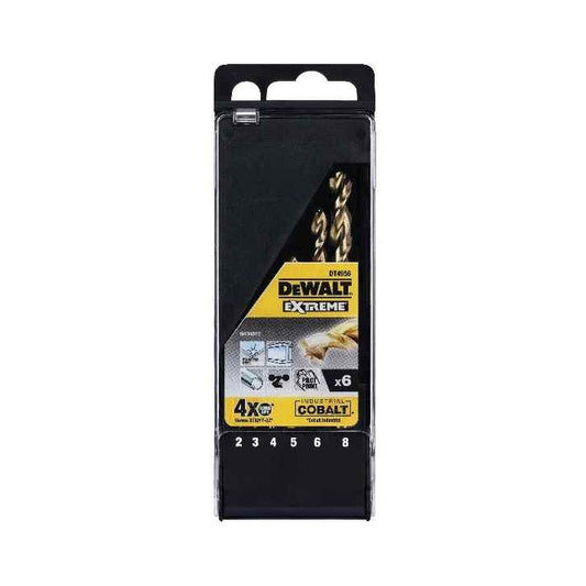 DEWALT Juego de brocas para metal EXTREME HSS-E con cobalto, 6 piezas, para acero inoxidable, DT4956-QZ