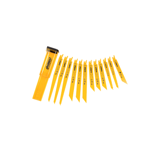 DEWALT Juego de hojas mixtas Bi-Metal para sierra reciproca con estuche para almacenamiento (12 piezas), DT2445-QZ - Ferrotecnia