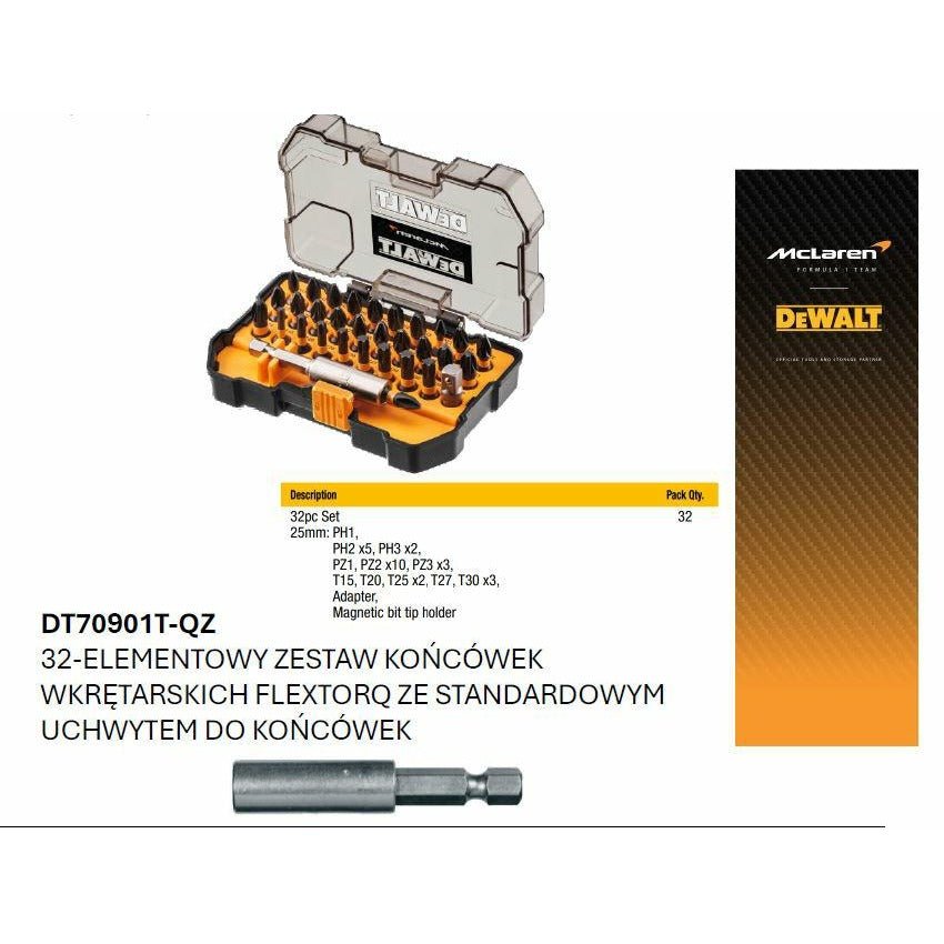DEWALT McLaren FLEXTORQ DT70901T-QZ - Juego de brocas - Ferrotecnia