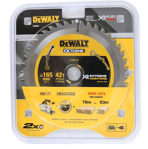 DeWalt XR Extreme Runtime - Hojas para sierra circular portátil XR Extreme Runtime, 165 mm x 20 mm, 42D 10º