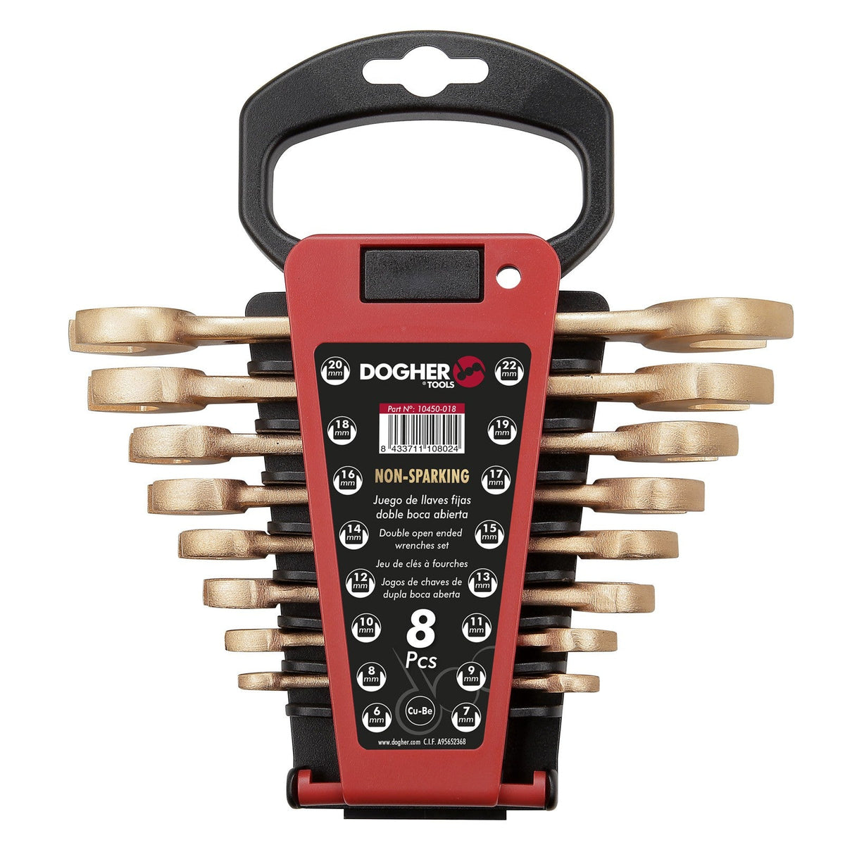 Dogher 15450-018 - Juego 8 Llaves Fija 2 Bocas Abiertas Antichispa Al-Br