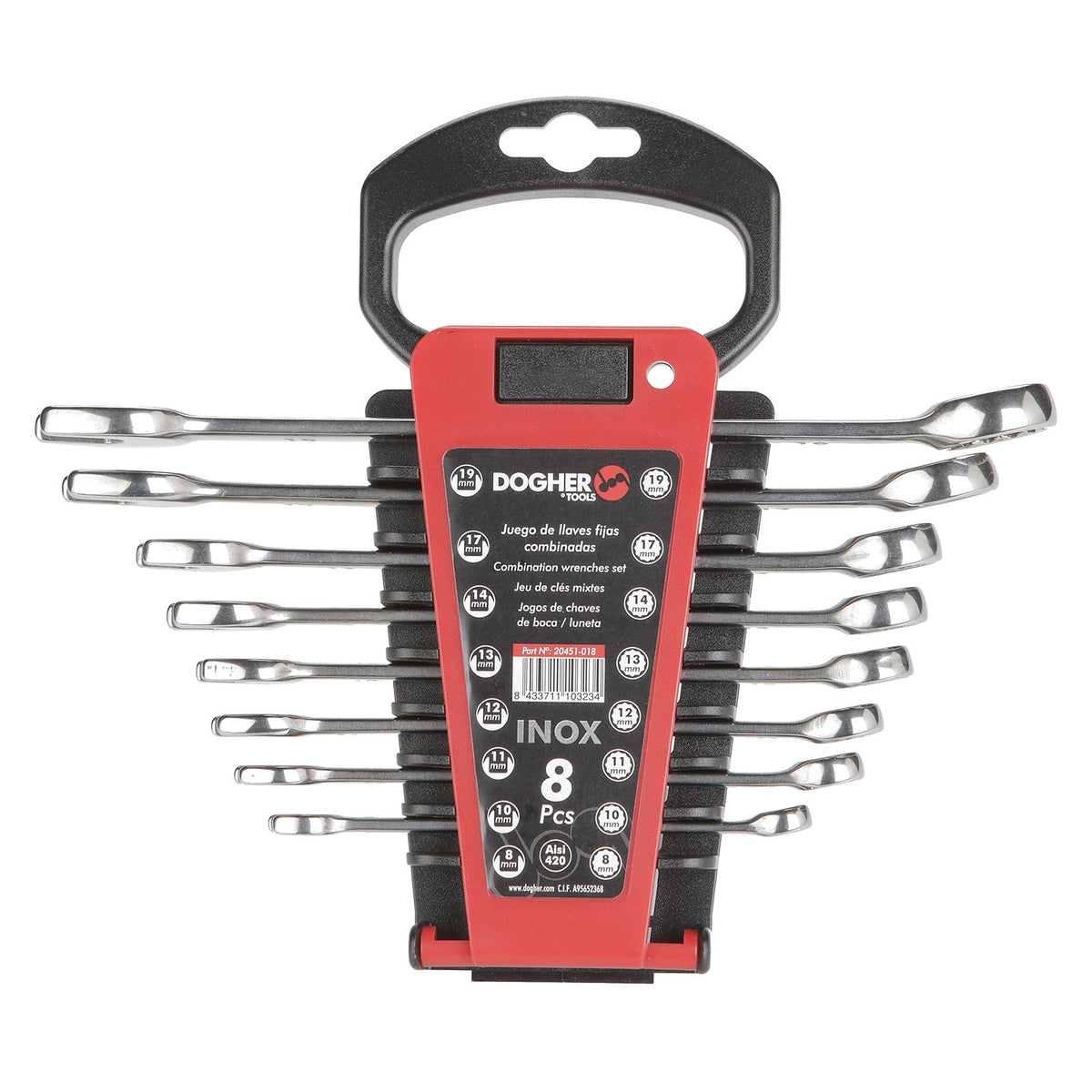 Dogher 20451-018 - Juego Soporte 8 Llaves Comb. Inox