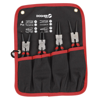 Dogher 220-010 - Juego 4 Alicates Seeger 180mm en Estuche de Nylon